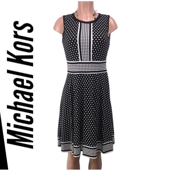 Michael Kors Simple Dot Fit & Flare Women Dress -Size S Black/White NWT - Picture 5 of 17